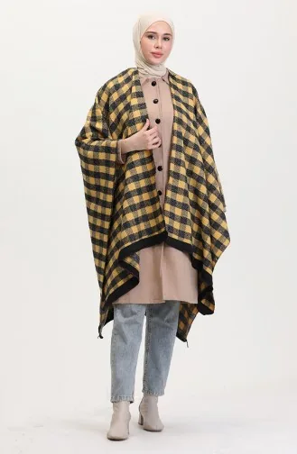 Poncho Châle Épaule 2021-01 Moutarde Noir 2021-01