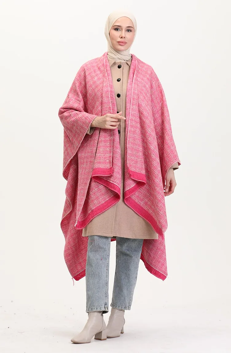 Poncho Shoulder Shawl 2024-01 Fuchsia 2024-01