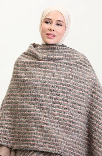 Poncho-Schulterschal 2026-01 Grau Rot 2026-01