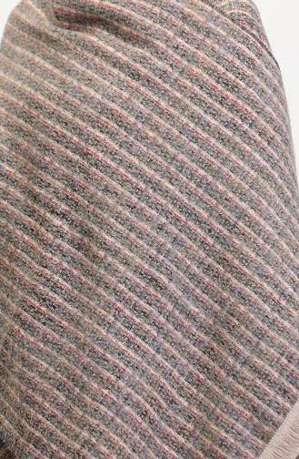 Poncho-Schulterschal 2026-01 Grau Rot 2026-01