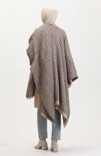 Poncho-Schulterschal 2026-01 Grau Rot 2026-01