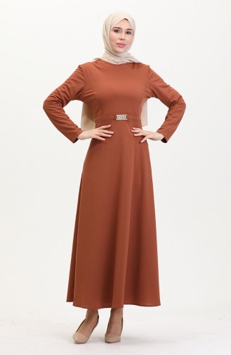 Brick Red Hijab Dress 7123-01