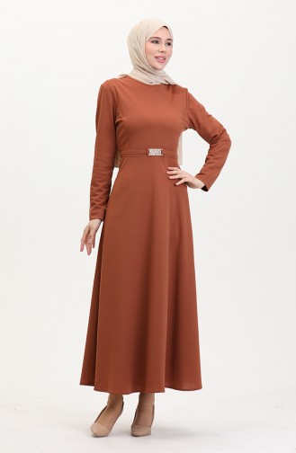 Brick Red Hijab Dress 7123-01