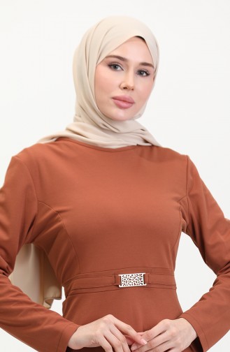 Brick Red Hijab Dress 7123-01