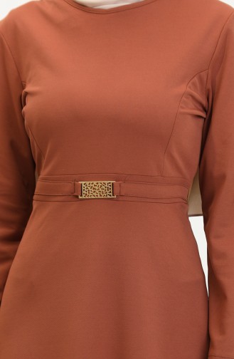 Brick Red Hijab Dress 7123-01