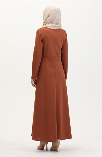 Brick Red Hijab Dress 7123-01