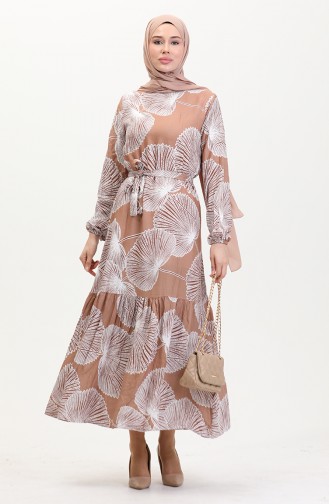 Milk Coffee Hijab Dress 0445-06