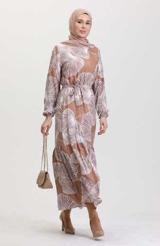 Milk Coffee Hijab Dress 0445-06