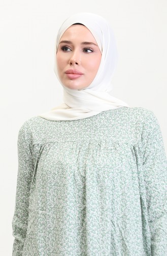 Desenli Viskon Tunik 0644-01 Mint Yeşili