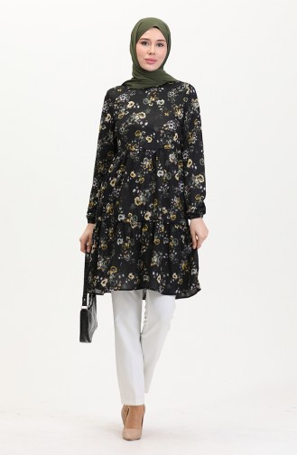 Çiçek Desenli Tunik 0701-03 Sarı