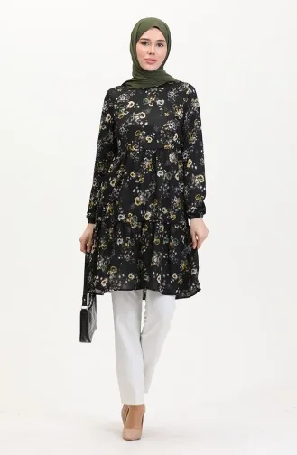 Çiçek Desenli Tunik 0701-03 Sarı