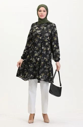 Çiçek Desenli Tunik 0701-03 Sarı
