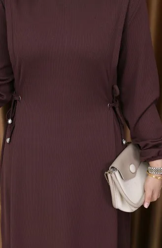 Büzgülü Elbise 5110-05 Kahverengi