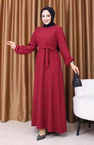 Claret Red Hijab Dress 5577-01