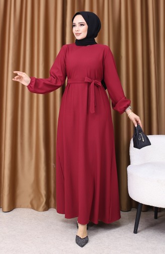 Claret Red Hijab Dress 5577-01