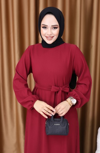 Claret Red Hijab Dress 5577-01