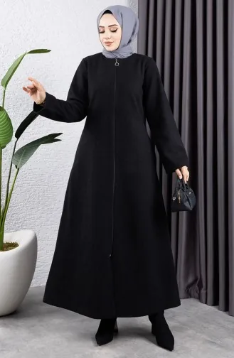 Kürk Yaka Kaşe Kaban 2060-01 Siyah