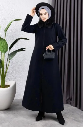 Kaschmir Mantel Mit Pelzkragen 2060-03 Dunkelblau 2060-03
