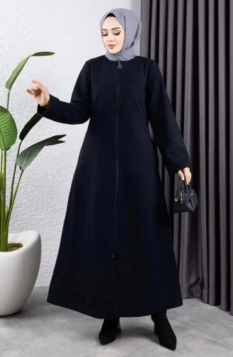 Kaschmir Mantel Mit Pelzkragen 2060-03 Dunkelblau 2060-03