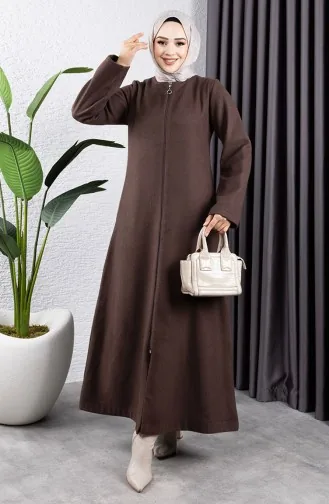 Kürk Yaka Kaşe Kaban 2060-04 Kahverengi