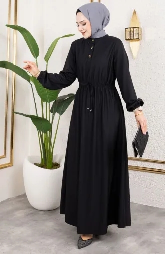 Clara Belden Bağlamalı Örme Double Elbise 209-01 Siyah