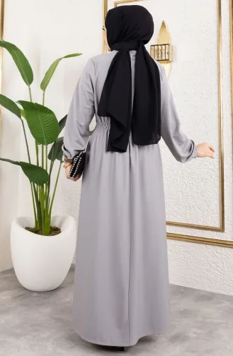 Clara Belden Bağlamalı Örme Double Elbise 209-02 Gri