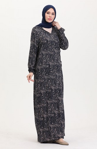Navy Blue Praying Dress 4483V-01