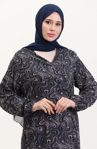 Navy Blue Praying Dress 4483V-01