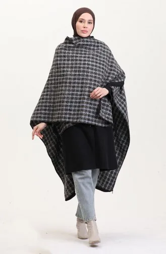 Poncho Shoulder Shawl 2016-01 Brown Blue 2016-01
