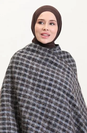 Poncho Shoulder Shawl 2016-01 Brown Blue 2016-01