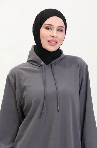 Ensemble Deux Pièces Tunique à Capuche Et Pantalon 0566-07 Gris 0566-07
