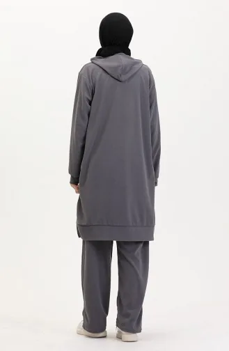 Ensemble Deux Pièces Tunique à Capuche Et Pantalon 0566-07 Gris 0566-07