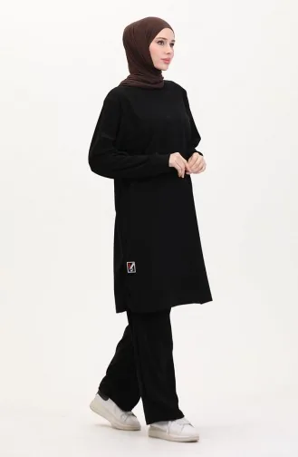 بدلة تونيك وبنطلون من قطعتين 0568-02 أسود 0568-02