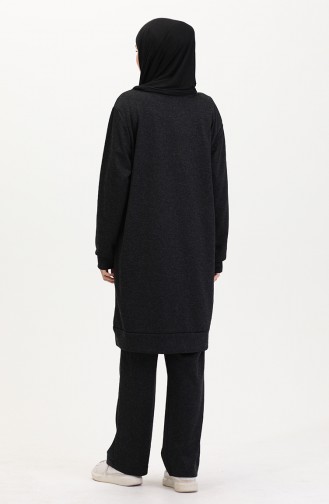 Taşlı Tunik Pantolon İkili Takım 0569-02 Füme