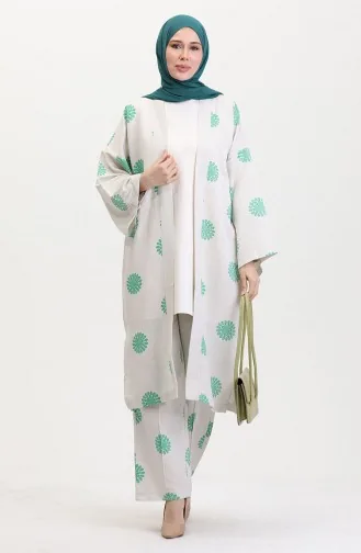 Costume Kimono à Motifs 14935-04 Crème Vert 14935-04