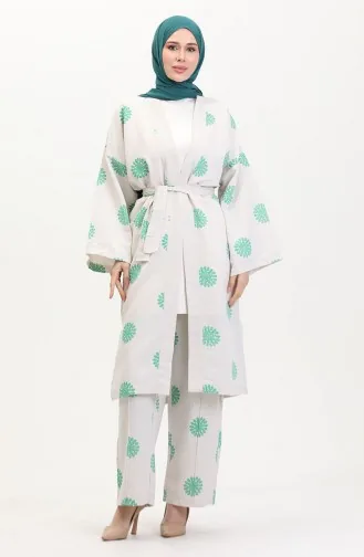 Costume Kimono à Motifs 14935-04 Crème Vert 14935-04