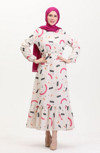 Creme Hijab Kleider 91817-02