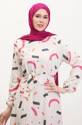 Creme Hijab Kleider 91817-02