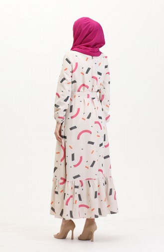 Creme Hijab Kleider 91817-02