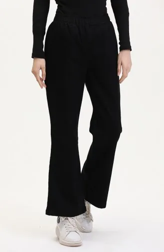 Beli Lastikli İspanyol Paça Pantolon 181612-01 Siyah