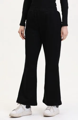 Beli Lastikli İspanyol Paça Pantolon 181612-01 Siyah