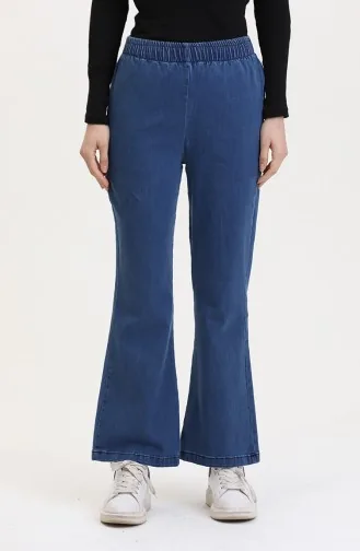 Beli Lastikli İspanyol Paça Pantolon 181612-03 Koyu Mavi