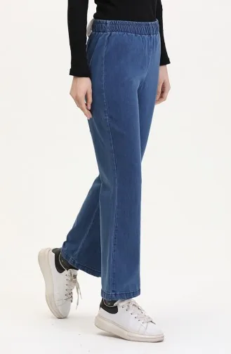 Beli Lastikli İspanyol Paça Pantolon 181612-03 Koyu Mavi