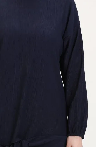 Önden Bağlamalı Tunik Pantolon İkili Takım 7680-01 Lacivert