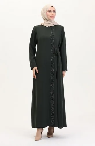 Abaya Lapidée à Nouer Sur Le Côté Grande Taille 5075-03 Kaki 5075-03