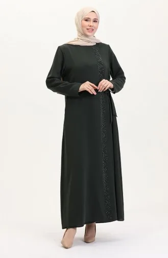 Abaya Lapidée à Nouer Sur Le Côté Grande Taille 5075-03 Kaki 5075-03