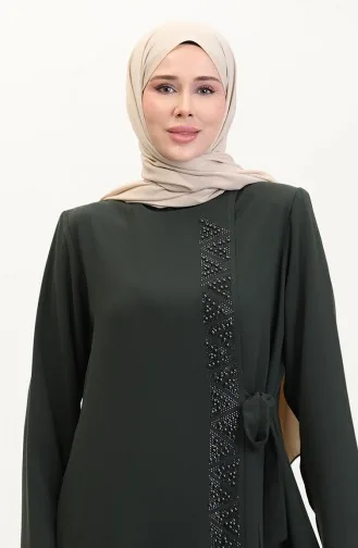 Abaya Lapidée à Nouer Sur Le Côté Grande Taille 5075-03 Kaki 5075-03