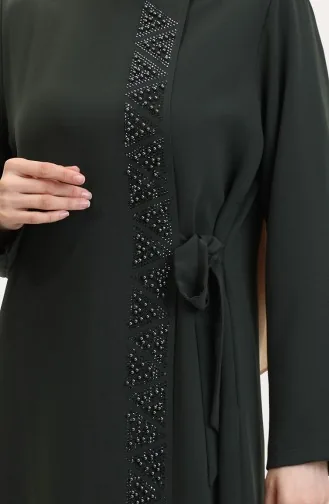 Abaya Lapidée à Nouer Sur Le Côté Grande Taille 5075-03 Kaki 5075-03