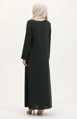 Abaya Lapidée à Nouer Sur Le Côté Grande Taille 5075-03 Kaki 5075-03