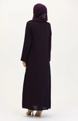 Übergröße Abaya Mit Seitlicher Schleife Und Steinen 5075-04 Pflaume 5075-04